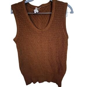 Vintage Barclay Knit Sweater Vest Brown Acrylic Retro 70s Style Size Small